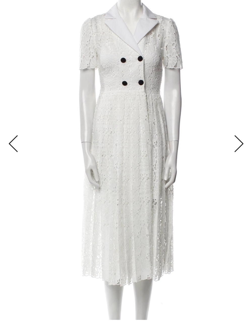 Self-Portrait White Lace Double-Breasted Midi Dress